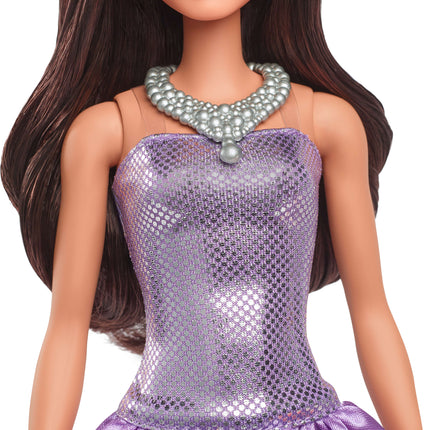 Barbie Fashionistas Doll #234 in Sequined Purple Dress and Silvery Accessories, Brown Hair