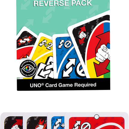  UNO Add-on-Packs Reverse Pack Card Game for Kids, Family & Game Nights, Travel, Camping & Parties