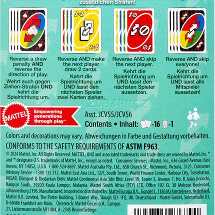  UNO Add-on-Packs Reverse Pack Card Game for Kids, Family & Game Nights, Travel, Camping & Parties