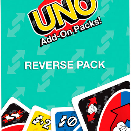  UNO Add-on-Packs Reverse Pack Card Game for Kids, Family & Game Nights, Travel, Camping & Parties