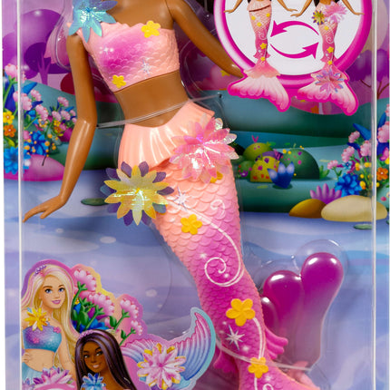 Barbie Flower Magic Mermaid Toy Doll with Surprise Blooming Flowers Feature & Pearl Headband Accessory