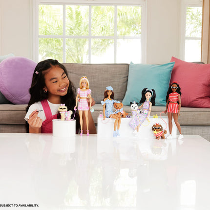 Barbie Twinning Looks Fashion Doll with Pet Dog, Matching Pink Clothes & Accessories, Blonde