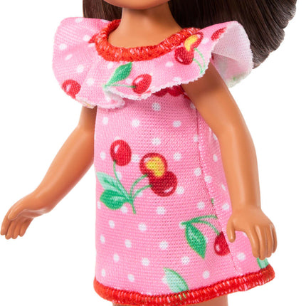 Barbie Chelsea Club Lula Small Doll, 6-Inch with Brunette Hair in Cherry-Print Dress & Sandals