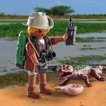 Playmobil Researcher with young caiman
