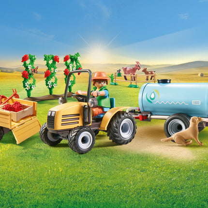 Playmobil Tractor with trailer and water tank