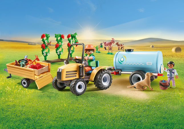 Playmobil Tractor with trailer and water tank