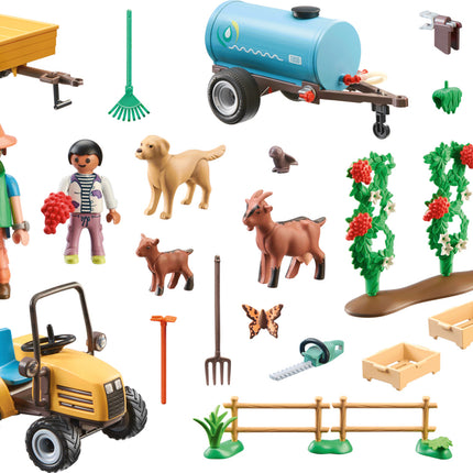 Playmobil Tractor with trailer and water tank