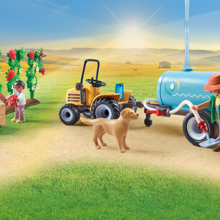 Playmobil Tractor with trailer and water tank