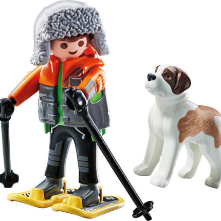 Hiker with Saint Bernard