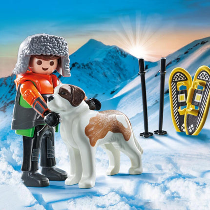 Hiker with Saint Bernard