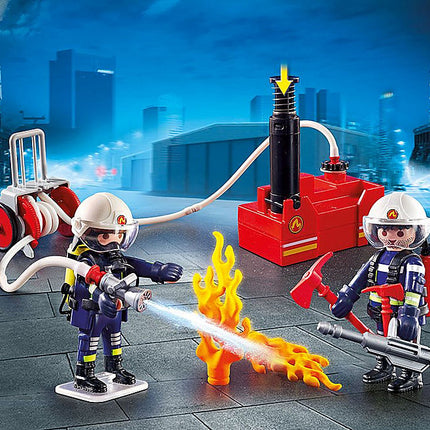 Firefighters with Water Pump