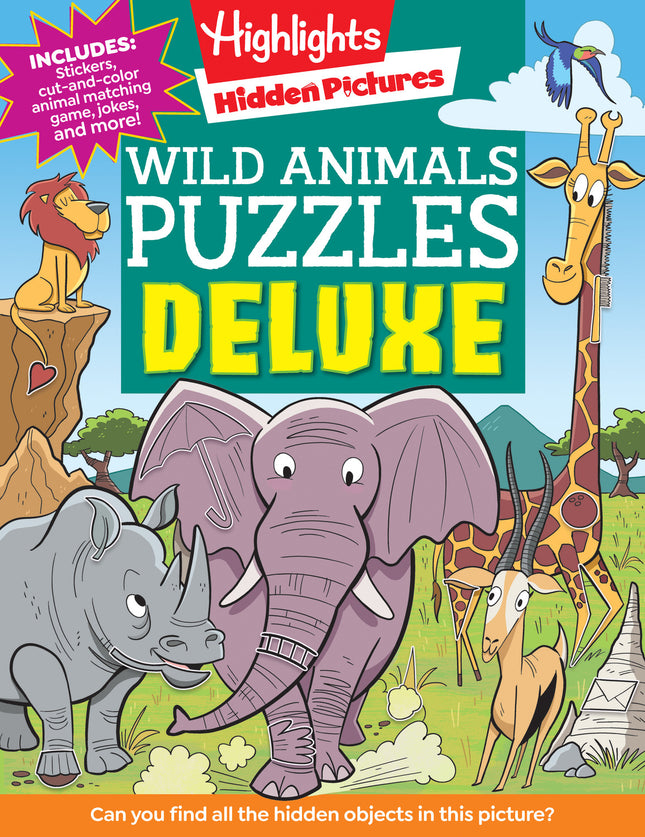 Wild Animals Puzzles Deluxe: Roaring Fun with Over 50  Hidden Pictures Wild Animal Puzzles, Jokes, Mazes & 110 Stickers for Kids