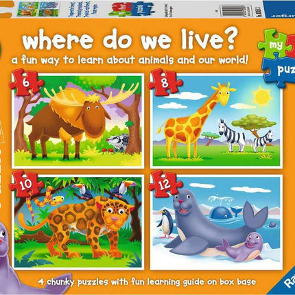 My First Puzzles: Where do We Live (6, 8, 10, 12 Piece Puzzles)