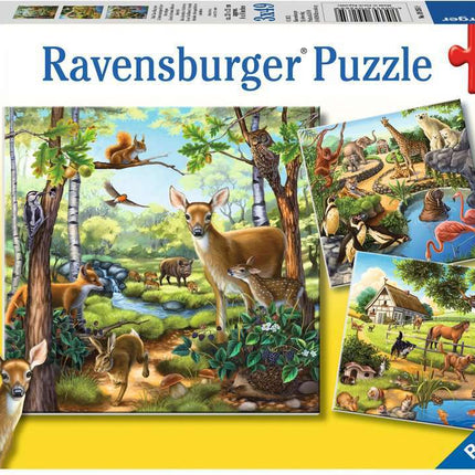 Forest/Zoo/Domestic Anim. 3x49 Pc Puzzle