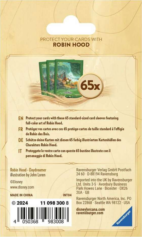 Ravensburger Disney Lorcana TCG: Into the Inklands Card Sleeve Pack - Robin Hood