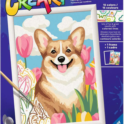 CreArt: Floral Corgi 7x10