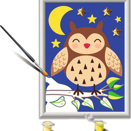CreArt - PBN Cute Owl - Paint by numbers for kids 7 years up