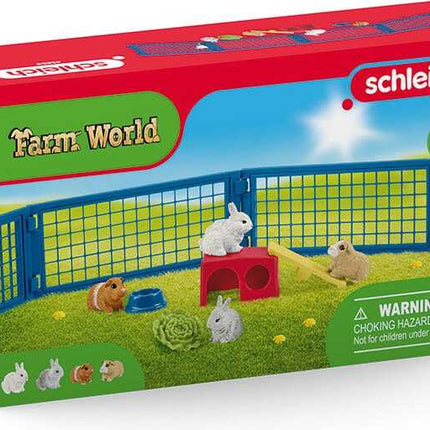 Rabbit And Guinea Pig Hutch Farm Figurine Toys Play Set