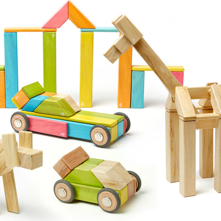 Tegu Classics: 42-Piece Set Magnetic Wooden Blocks (TINTS)