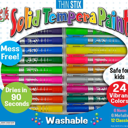 Thinstix Tempera Paint  24 Pack  Classic, Metalix, Neon Colors