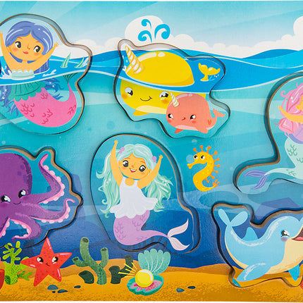 11.75" X 10.25" 6pc Chunky Mermaid Puzzle