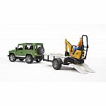 Land Rover, Trailer, Excavator and Construction Worker