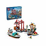 City: Seaside Harbor with Cargo Ship