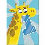 Age 1 Giraffe Birthday Card  