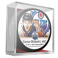 NHLPA Connor McDavid #97 Edmonton Oilers Souvenir Hockey Puck In Cube