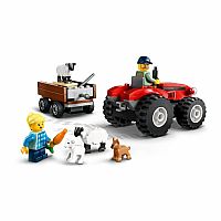 City: Red Farm Tractor with Trailer & Sheep