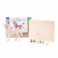 3D Wooden Unicorn Puzzle Paint Kit