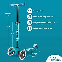 Mini Micro Deluxe LED Kickboard Scooter - Aqua