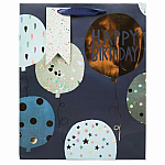 Happy Birthday Black & Blue Gift Bag Medium.