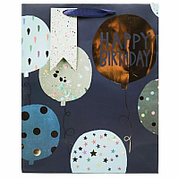 Happy Birthday Black & Blue Gift Bag Medium.