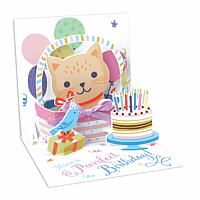 Kitten in a Basket Birthday Pop-Up Card