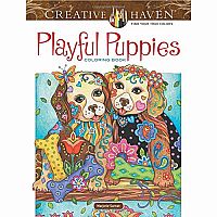 Creative Haven - Playful Puppies Colouring Book 