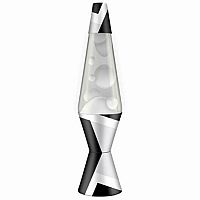 14.5 Inch Lava Lamp - Polygonal Black and White with White/Clear